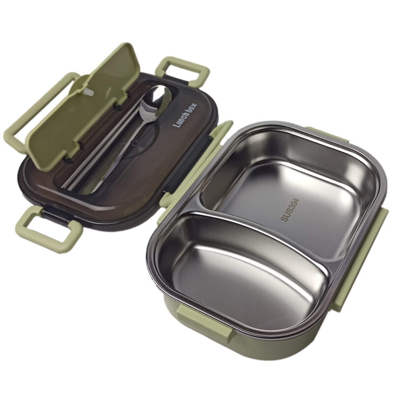 Lunch Box pojemnik szczelny na żywność 2 komory 1L zielony